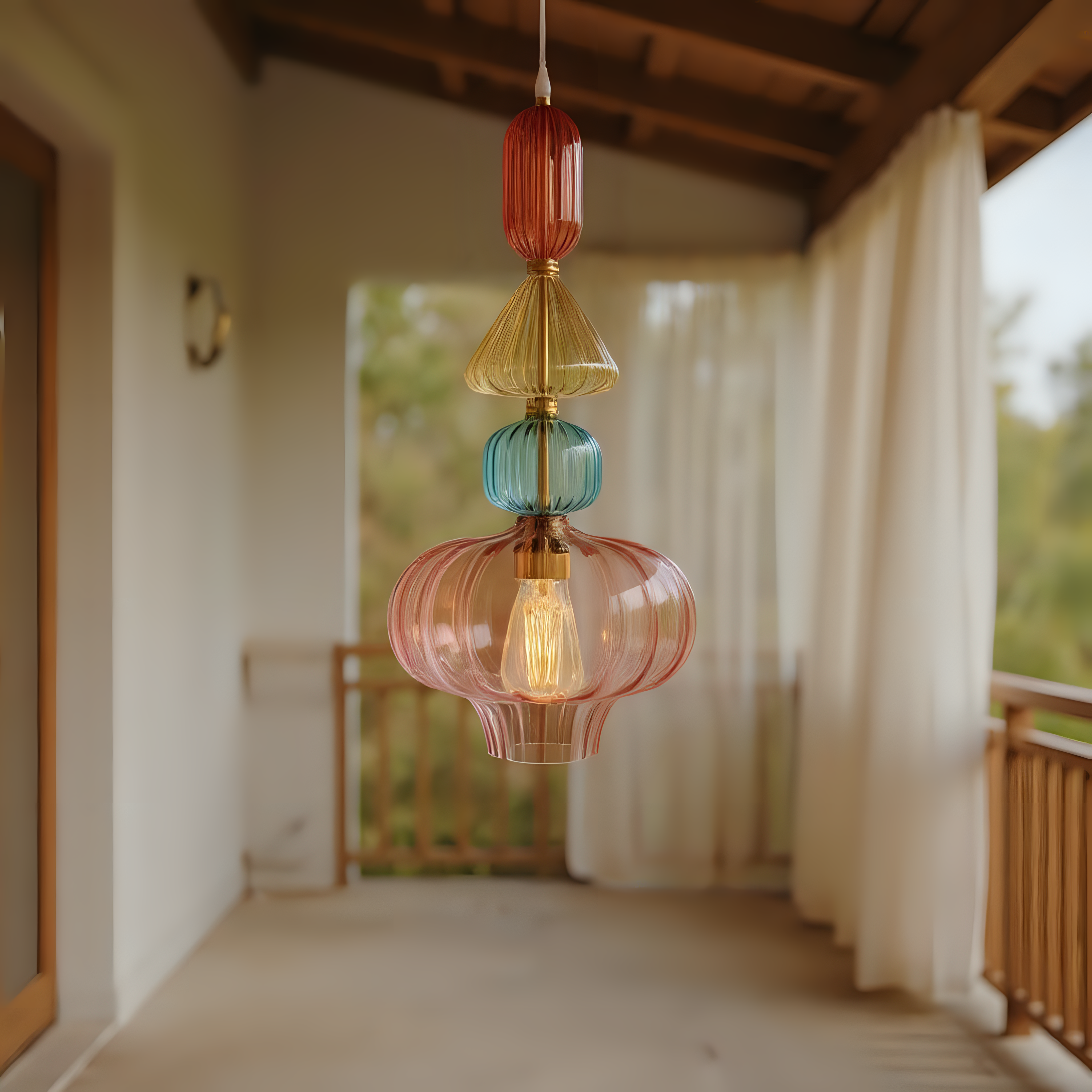 Colorful Blown Glass Pendant Light